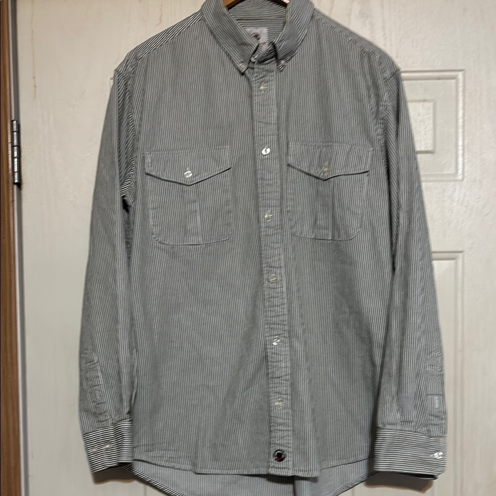 Southern Proper Olive Striped Shirt